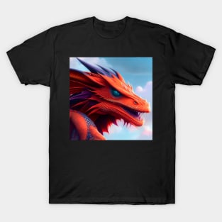 Flying Red Dragon with Purple Horns T-Shirt